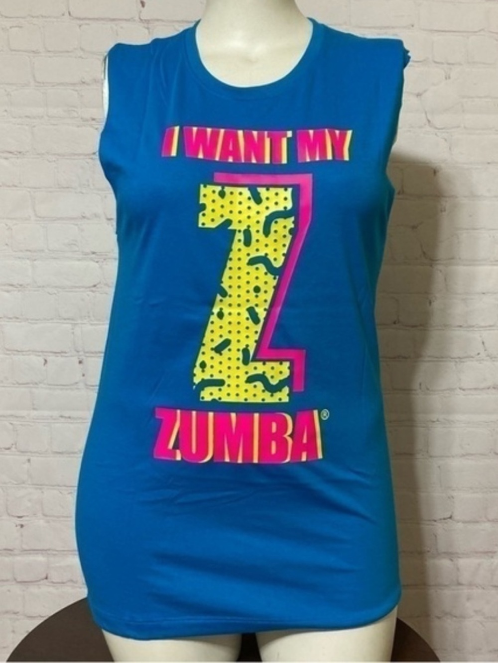 Zumba Fitness I Want My Z - Zumba TANK in XS/S Blue nwot